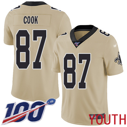 New Orleans Saints Limited Gold Youth Jared Cook Jersey NFL Football #87 100th Season Inverted Legend Jersey